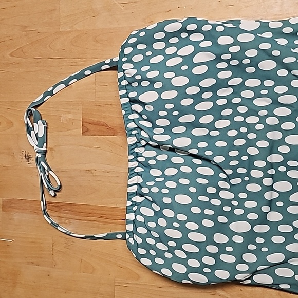 Kona Sol Teal and White Polka Dot One Piece Swimsuit - Picture 2 of 6